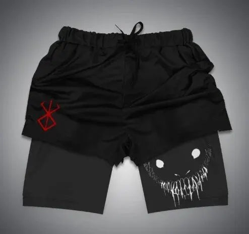 Demon Print 2-in-1 Quick Dry Gym Shorts