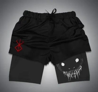 Demon Print 2-in-1 Quick Dry Gym Shorts