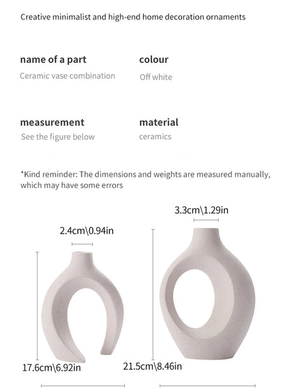 Creative White Simple European Ceramic Vase Set