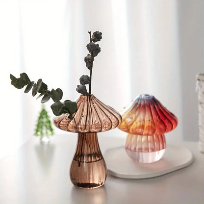 Transparent Glass Mushroom Vase - Hydroponic Planter