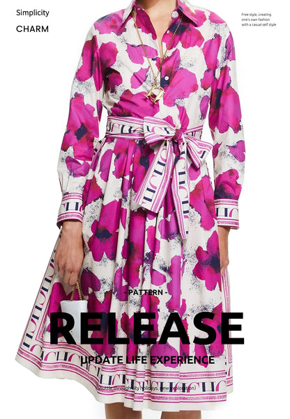 Women's Long sleeved Flower Print Party Dress