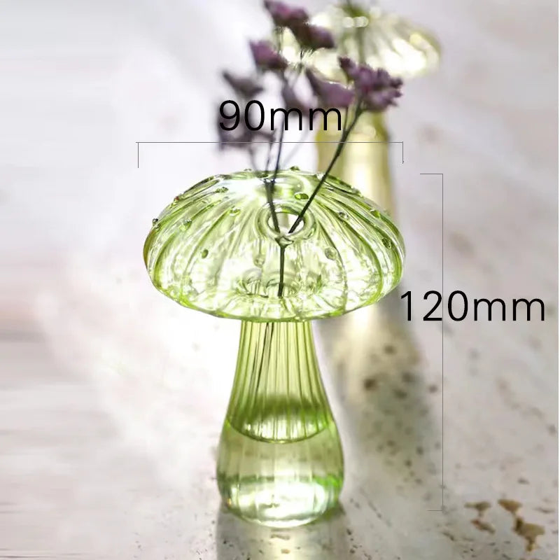Transparent Glass Mushroom Vase - Hydroponic Planter