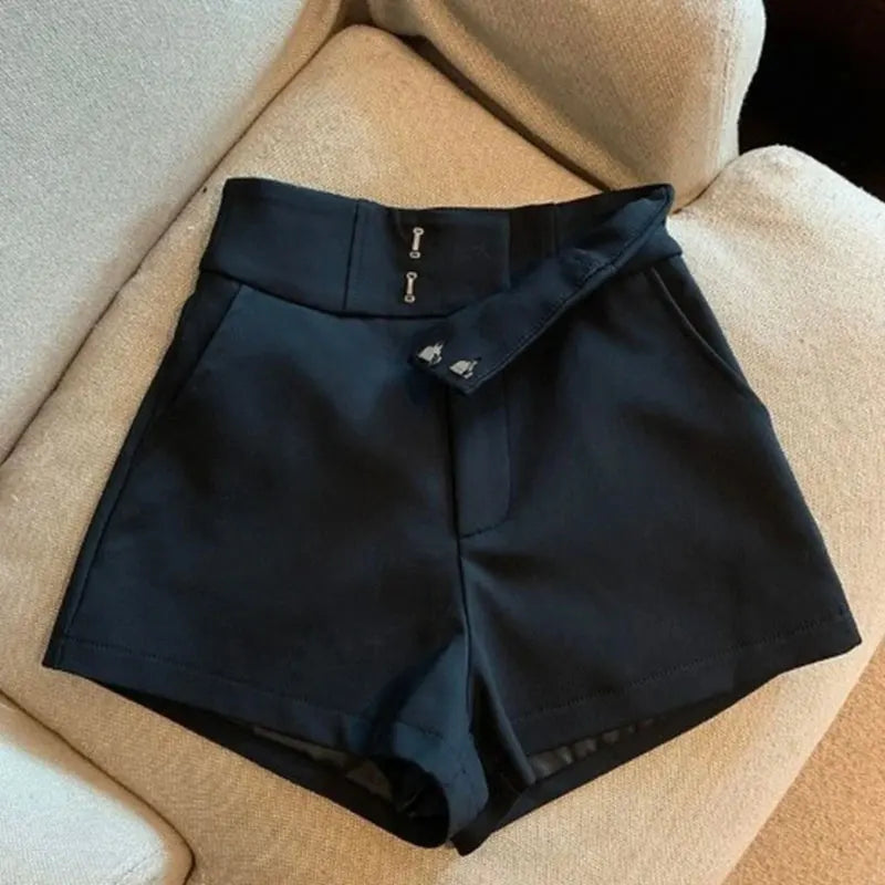 Black High Waisted A-Line Shorts for Women