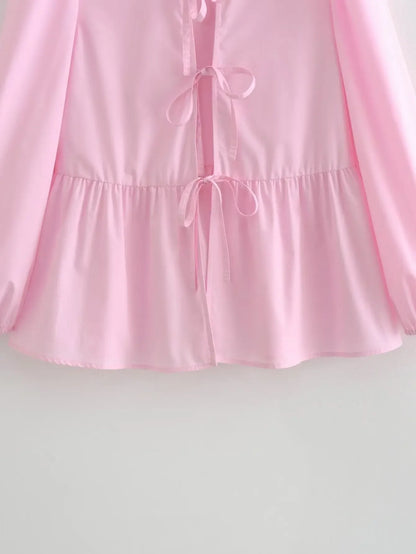 Vintage Women Puff Sleeve Loose Shirts