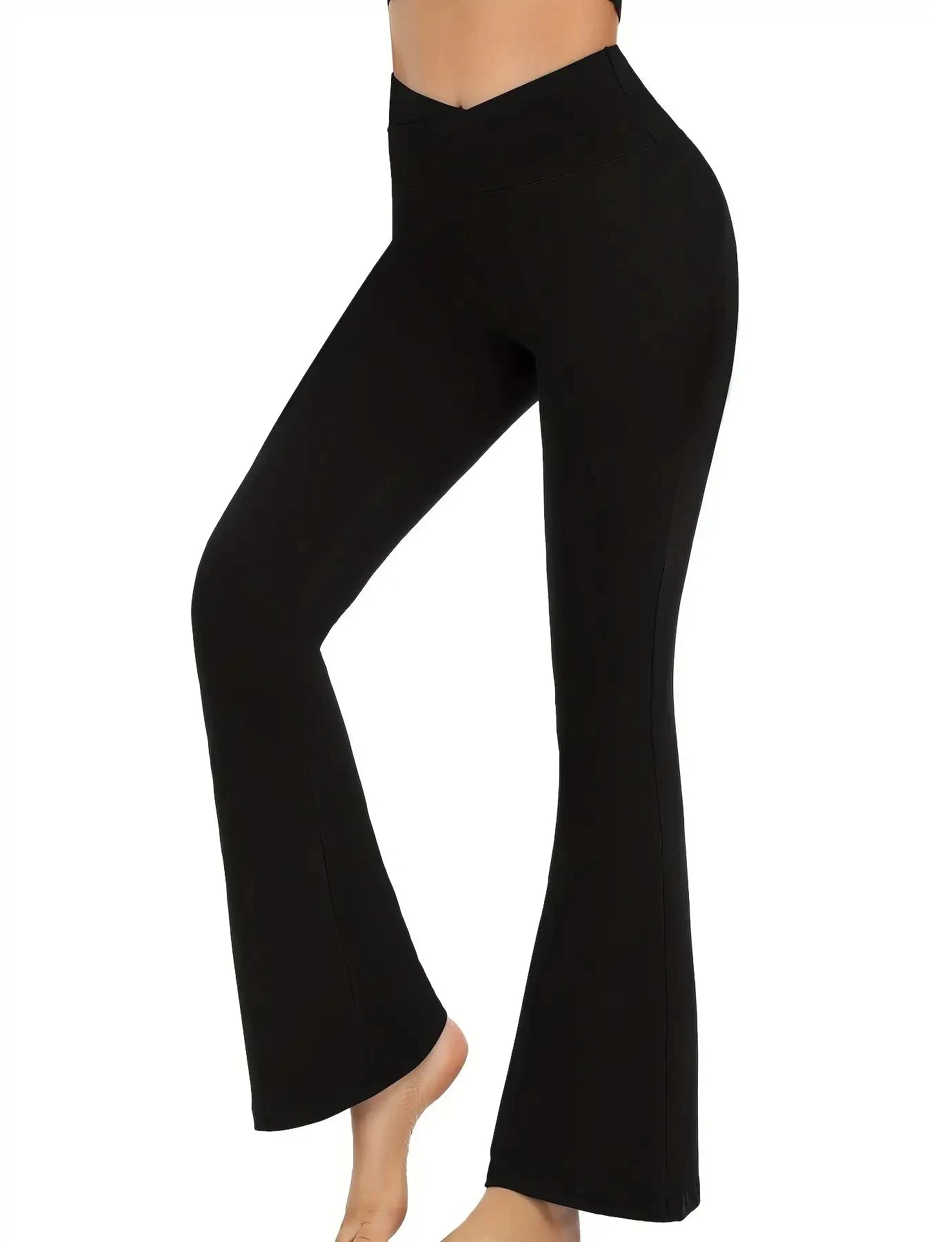 High Waist Crossover Flare Leggings – Bootcut Yoga Pants for Women