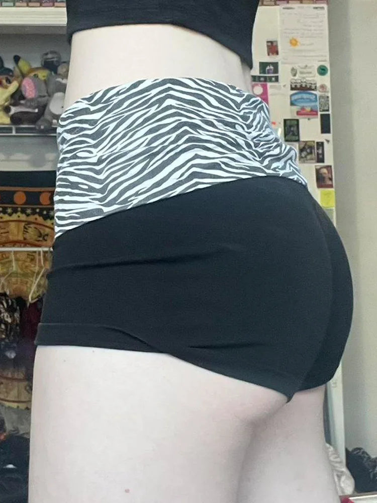 Zebra Print Slim Low-Waisted Beach Shorts
