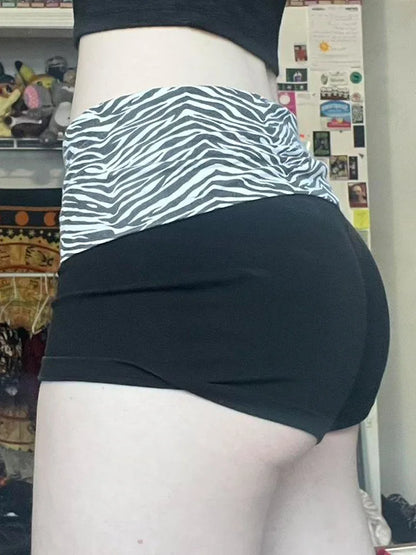 Zebra Print Slim Low-Waisted Beach Shorts