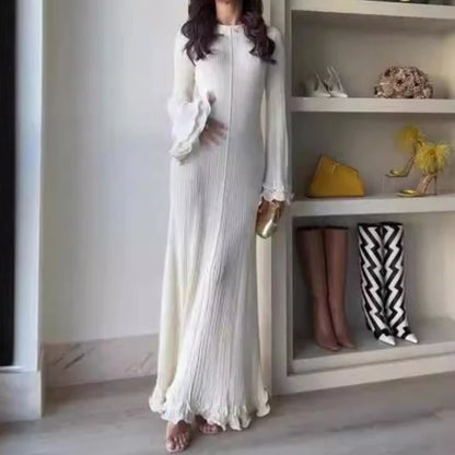 Autumn Winter Ruffles Pleated Loose Long Dress