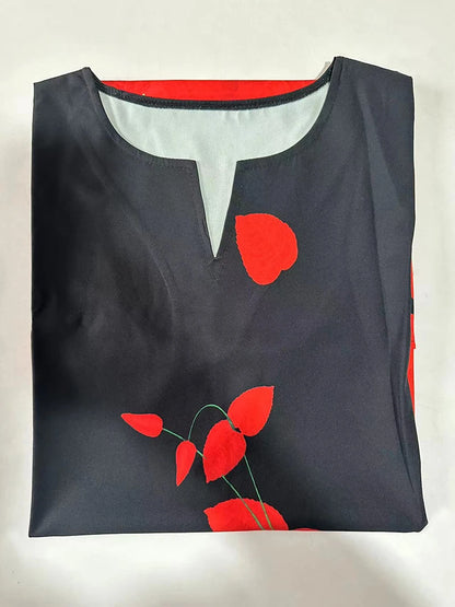 V-Neck Sleeveless Printed Flowy Dress