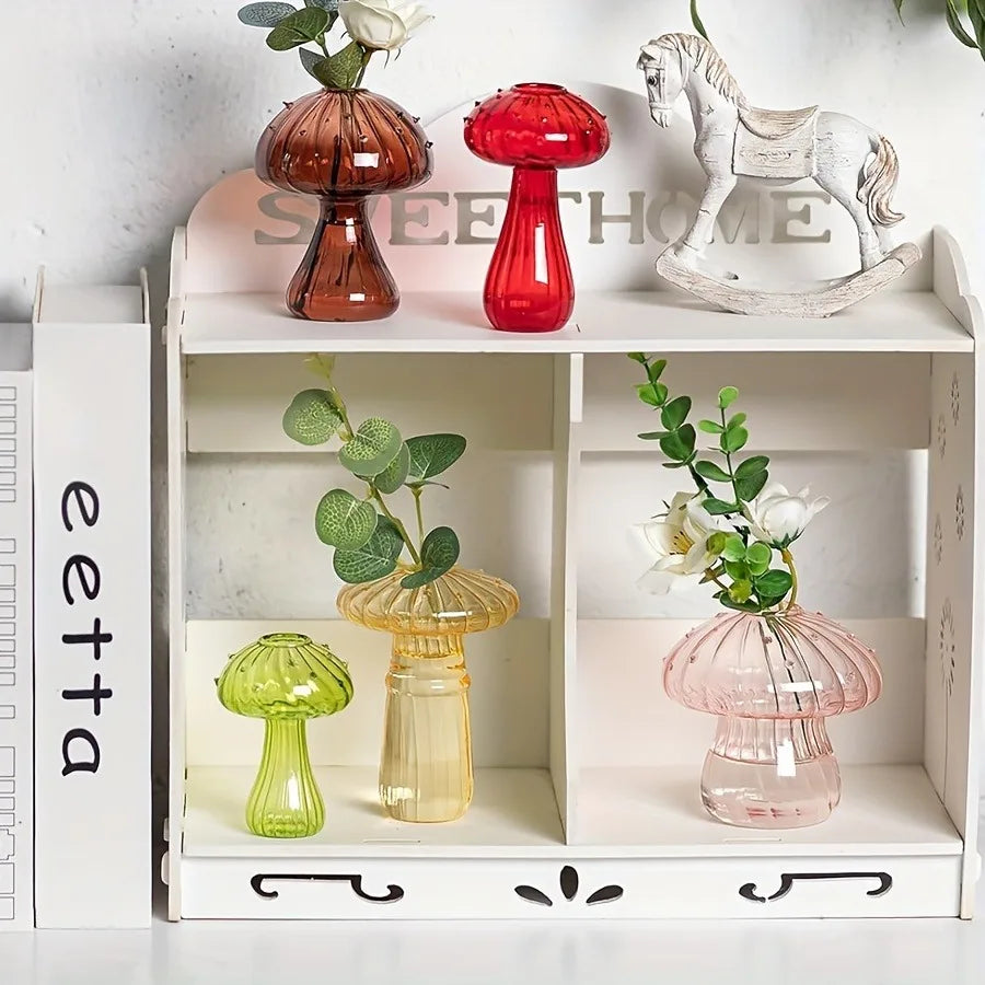 Transparent Glass Mushroom Vase - Hydroponic Planter