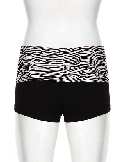 Zebra Print Slim Low-Waisted Beach Shorts