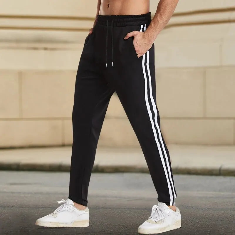 Korean Style Black White Stripe Slim Pants
