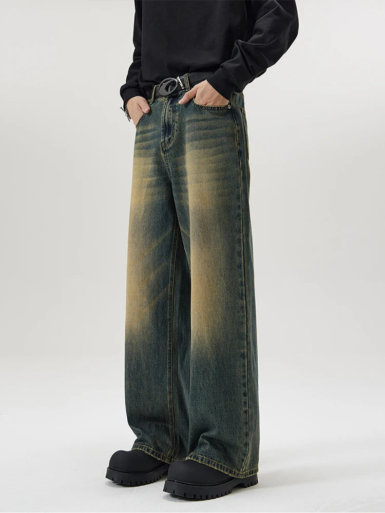 Vintage Distressed Baggy Straight Denim Jeans