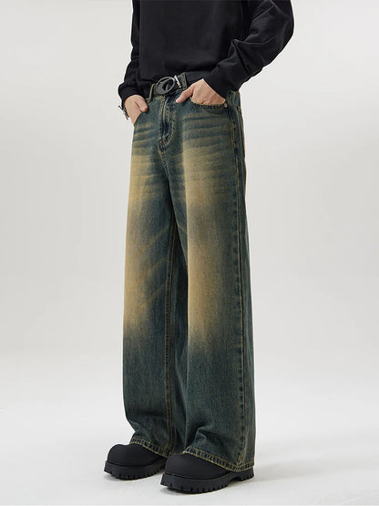 Vintage Distressed Baggy Straight Denim Jeans