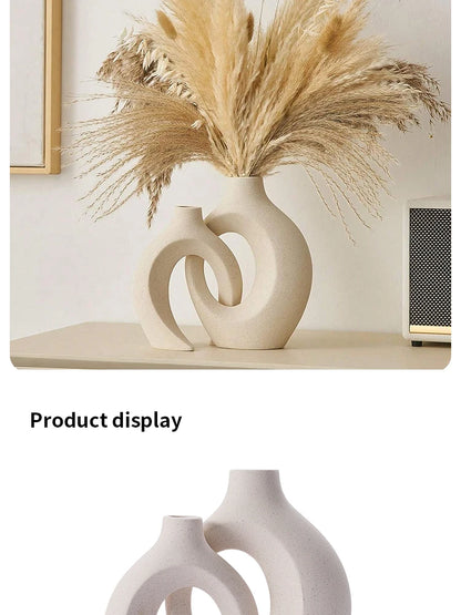 Creative White Simple European Ceramic Vase Set