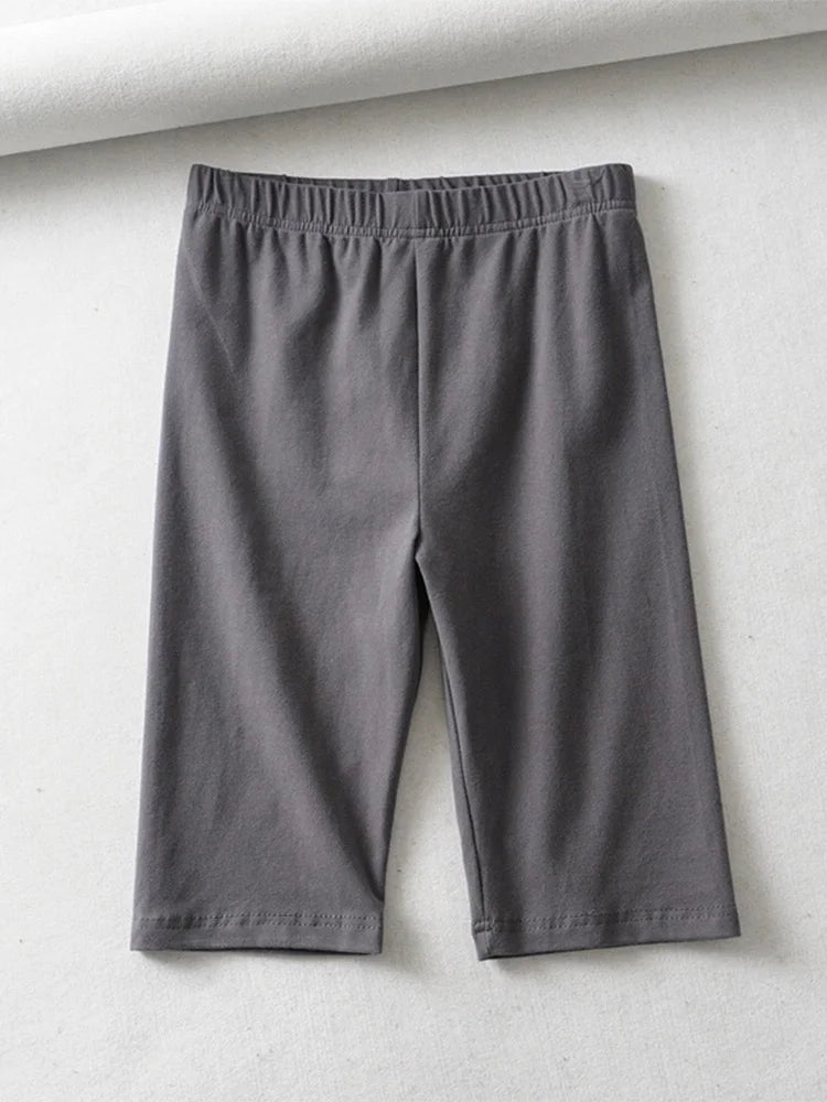 Cotton High Waist Slim Knee-Length Shorts