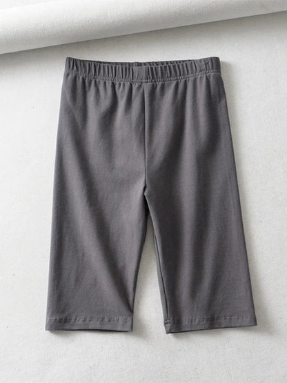 Cotton High Waist Slim Knee-Length Shorts