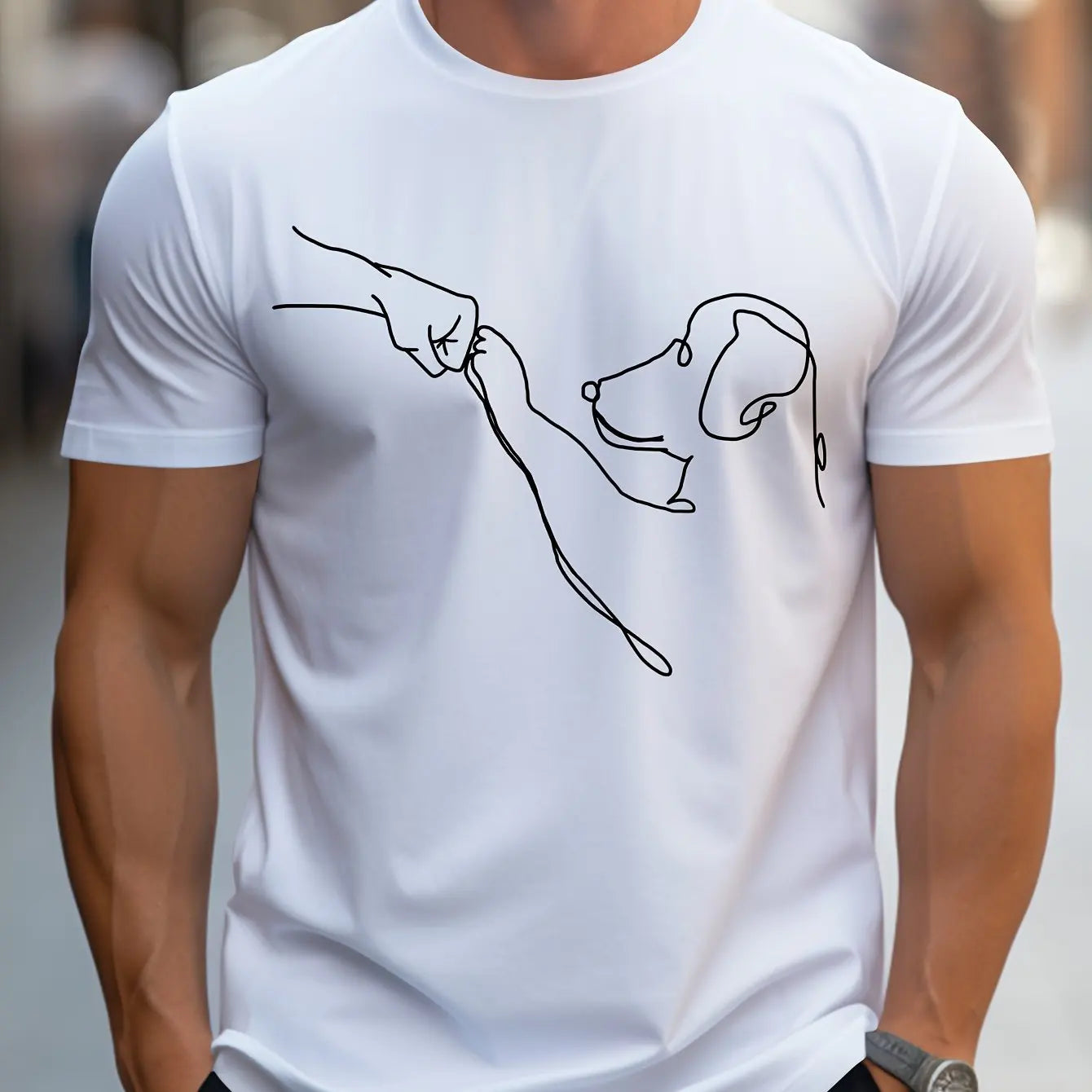 Cotton Funny Dog Print Short Sleeve T-shirt