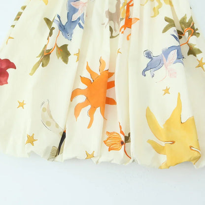 Fashion Printing Loose Side Zip Sleeveless Backless Sling Mini Dress