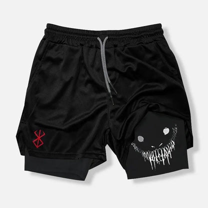 Demon Print 2-in-1 Quick Dry Gym Shorts