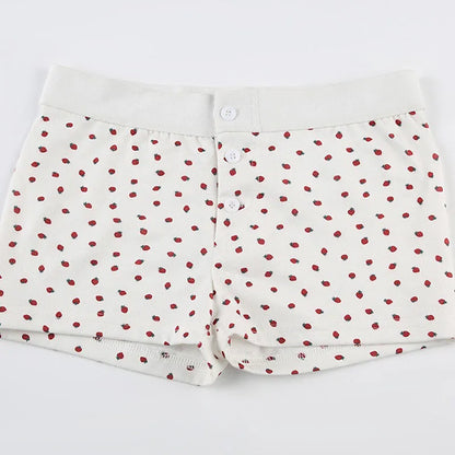 Casual Cotton Front Button Low Waist Shorts