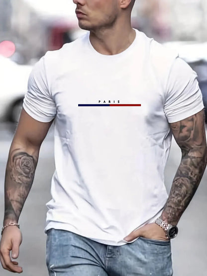Digital Print Elastic Casual Short-Sleeve T-shirt