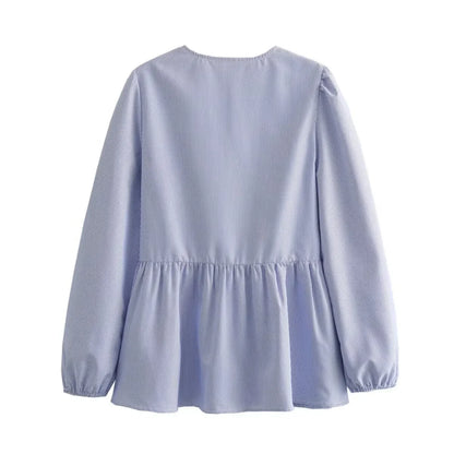 Vintage Women Puff Sleeve Loose Shirts