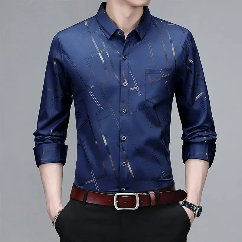 Wrinkle Resistant Printed Long Sleeve Shirt