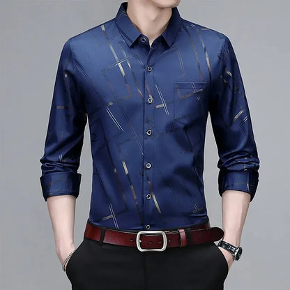 Wrinkle Resistant Printed Long Sleeve Shirt