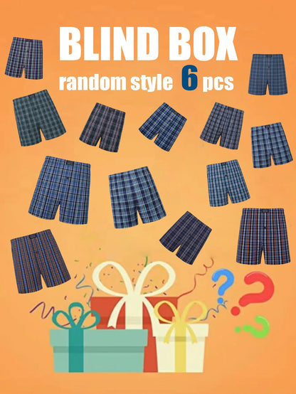 6Pcs Woven Boxer Shorts with Elastic Waistband