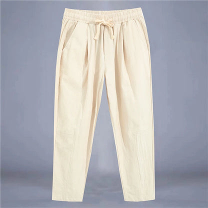 Cotton Linen Casual Drawstring Streetwear Pants
