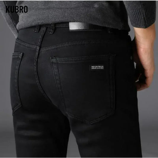 Classic Stretch Black Biker Denim Jeans