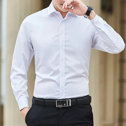Plus Size Solid Color Slim Shirt