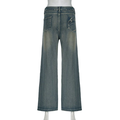 Vintage Washed Loose Fit Jeans – Women's Casual Streetwear Denim Pants