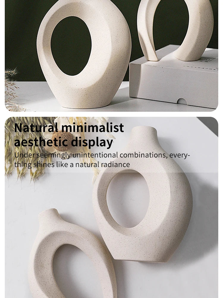 Creative White Simple European Ceramic Vase Set