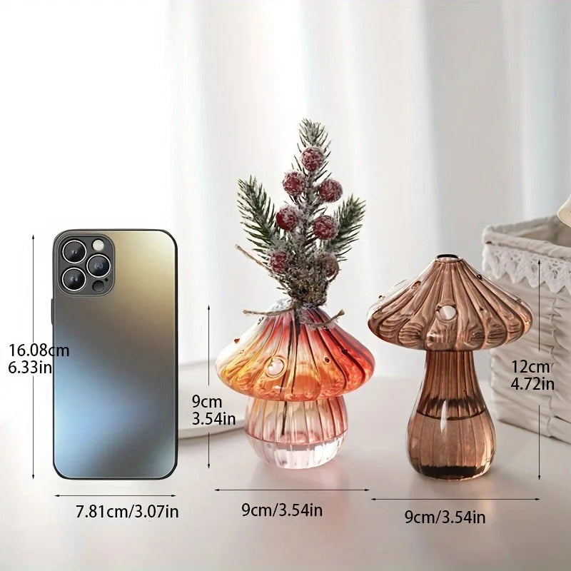 Transparent Glass Mushroom Vase - Hydroponic Planter