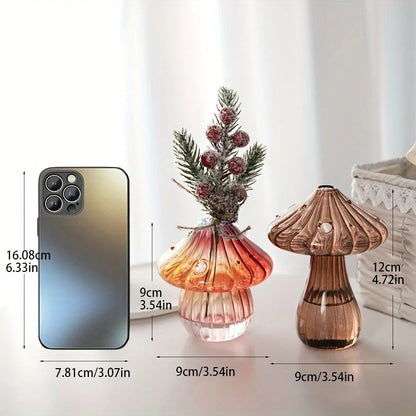 Transparent Glass Mushroom Vase - Hydroponic Planter