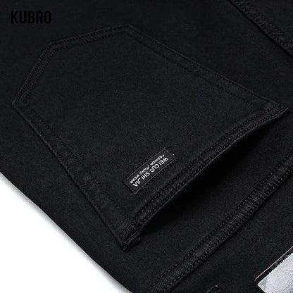 Classic Stretch Black Biker Denim Jeans