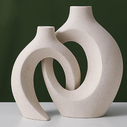 Creative White Simple European Ceramic Vase Set