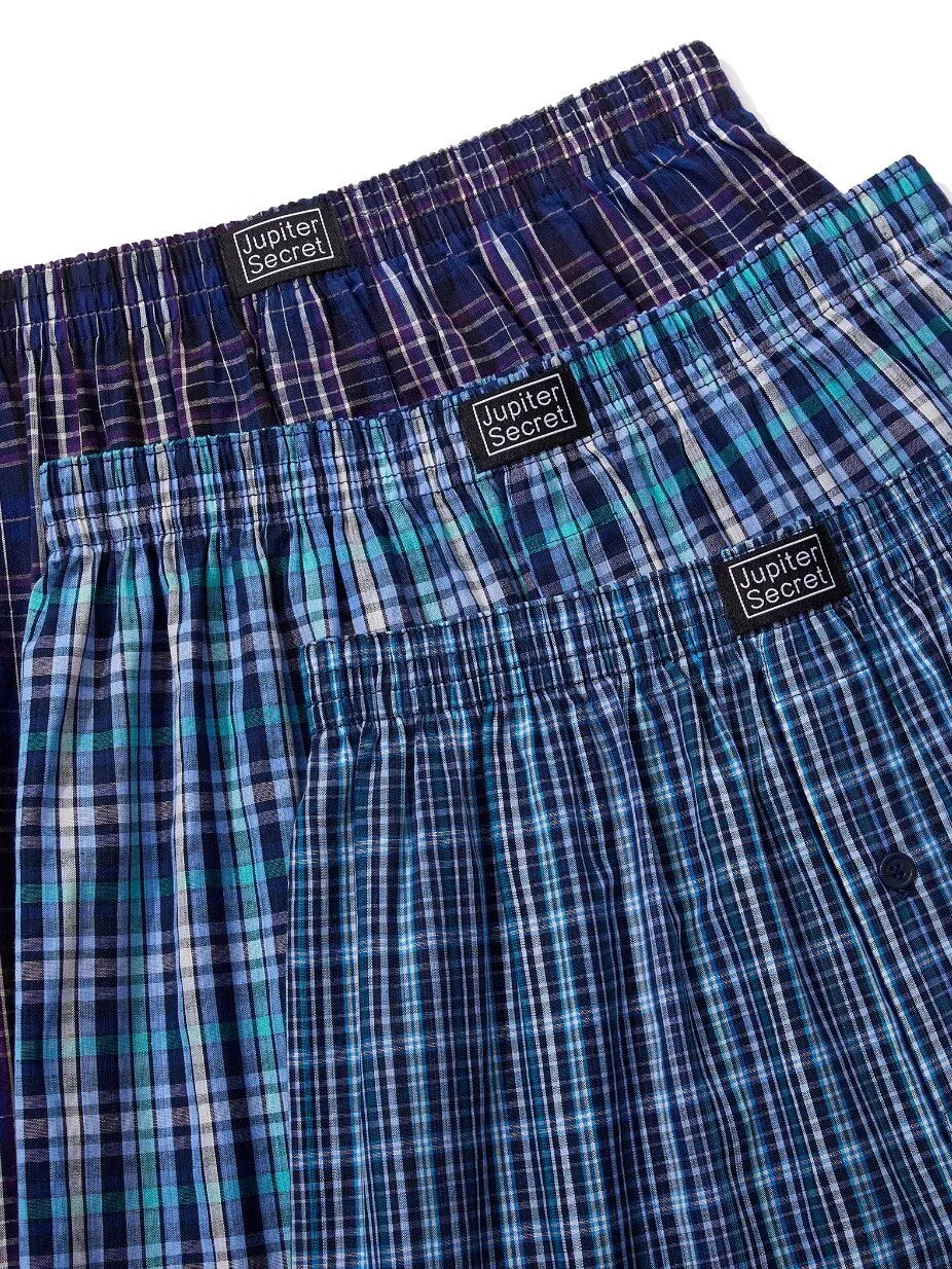 6Pcs Woven Boxer Shorts with Elastic Waistband