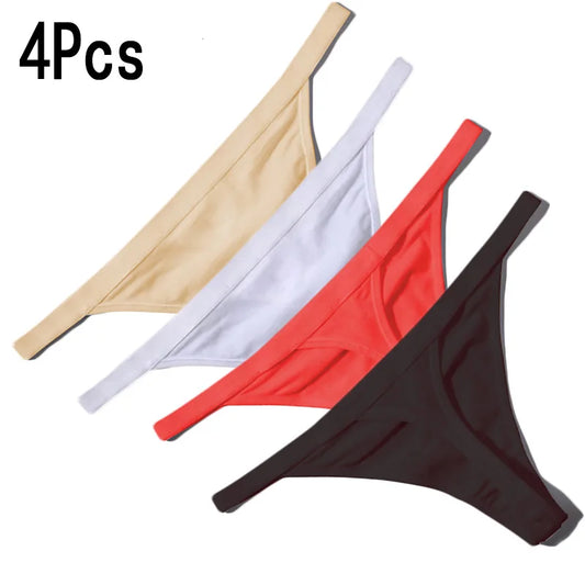 4Pcs Cotton Thong Underwear for Women