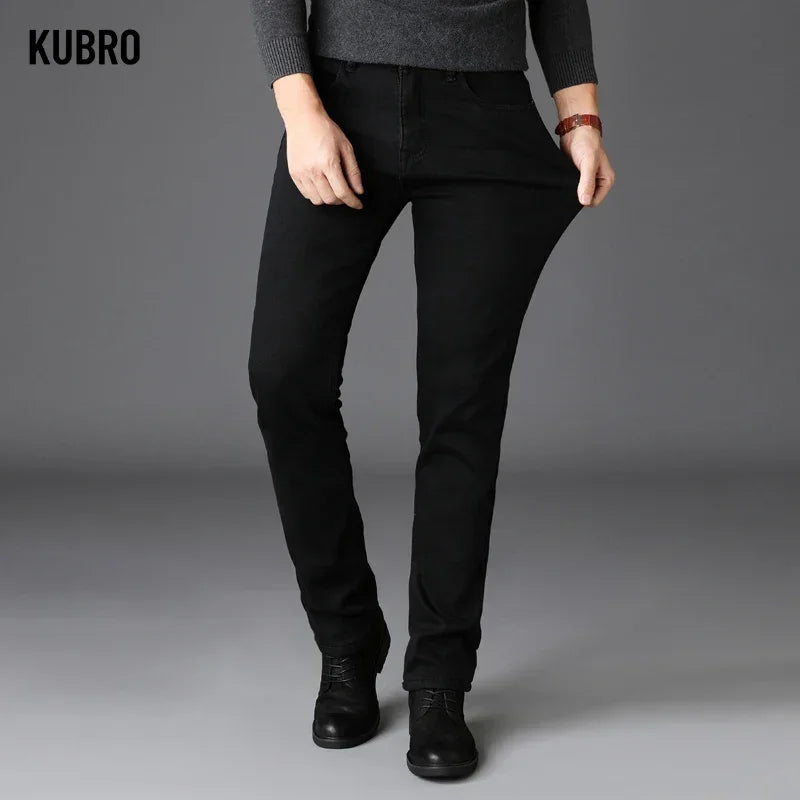 Classic Stretch Black Biker Denim Jeans
