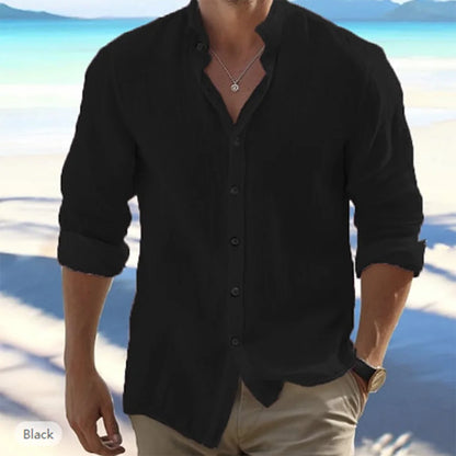 Cotton Linen Long Sleeve Beach Shirt