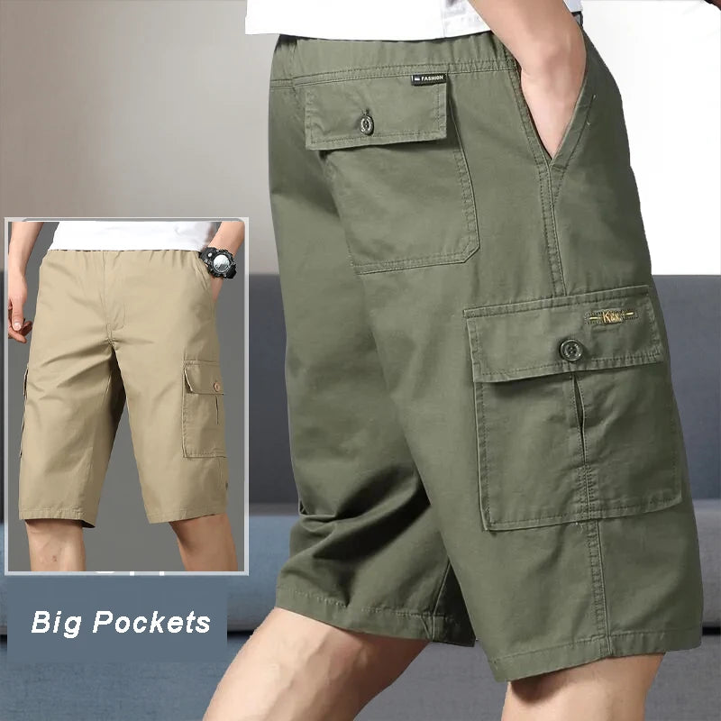 Men's Cotton Cargo Shorts with Zipper Pocket