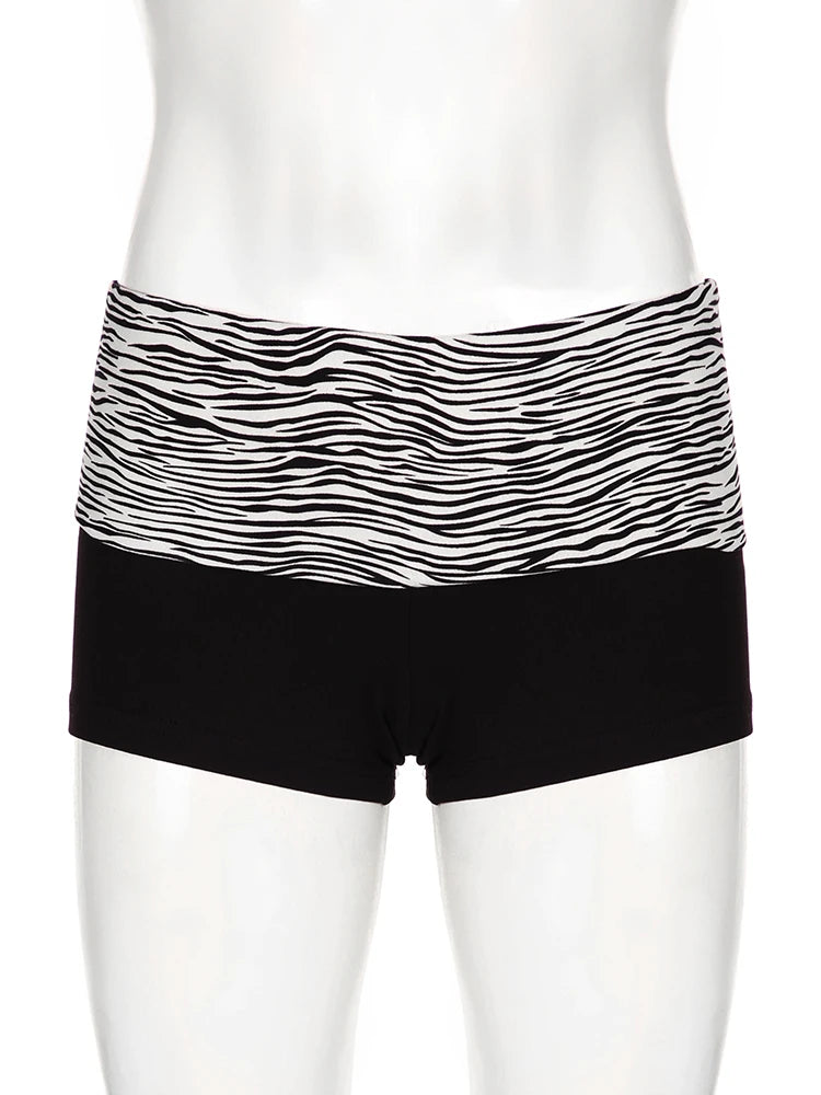 Zebra Print Slim Low-Waisted Beach Shorts