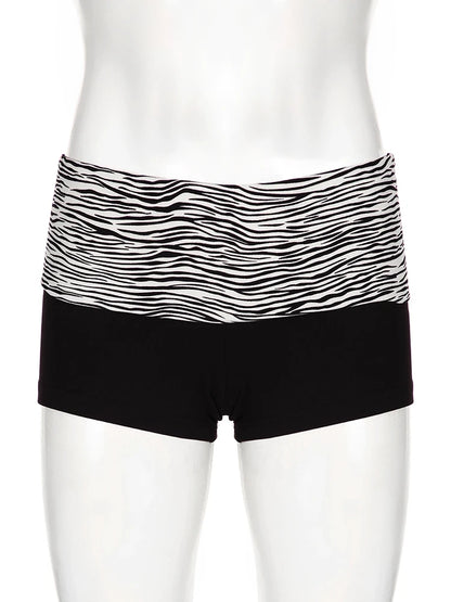 Zebra Print Slim Low-Waisted Beach Shorts